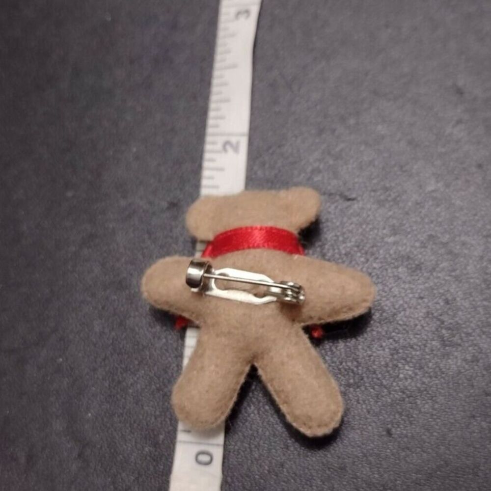 Small Stuffed Teddy Bear Brooch - image 4